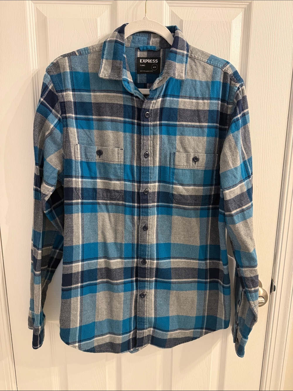 Blue & Gray Plaid Flannel Button-Down Shirt